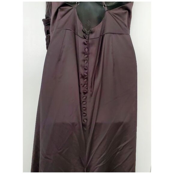 Galina Signature Black Satin Spaghetti Strap Mermaid Dress Gown Sz 18 Glam Goth - Picture 11 of 16